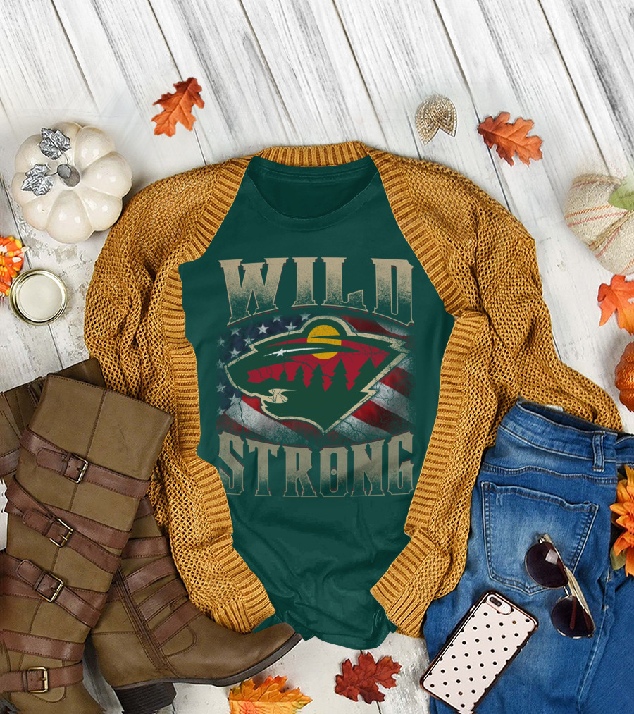 Minnesota Wild Strong American Flag T-Shirt