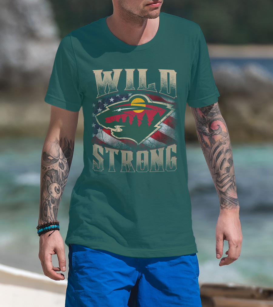 Minnesota Wild Strong American Flag T-Shirt