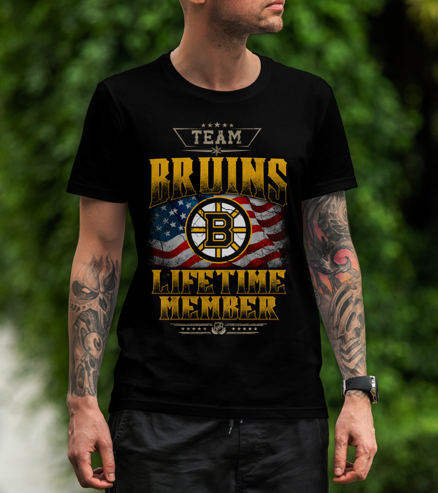 Team Bruins Lifetime Member Boston Bruins Flag T-Shirt