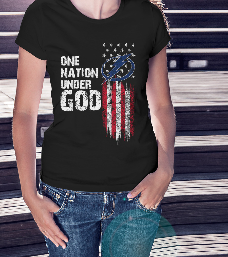 One Nation Under God Tampa Bay Lightning Flag T-Shirt
