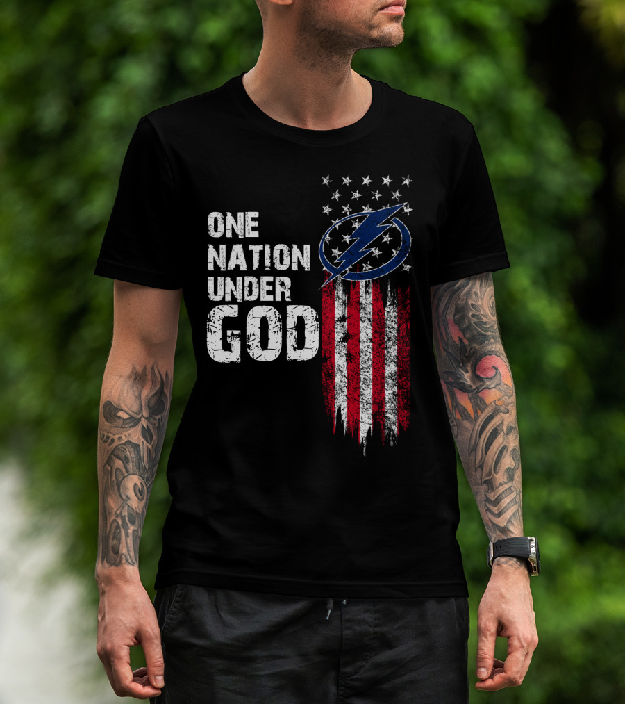 One Nation Under God Tampa Bay Lightning Flag T-Shirt