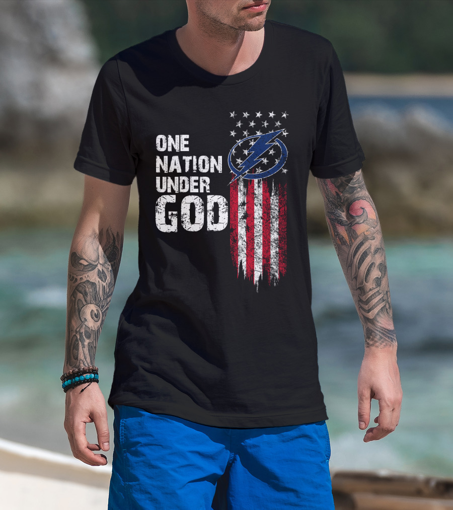 One Nation Under God Tampa Bay Lightning Flag T-Shirt