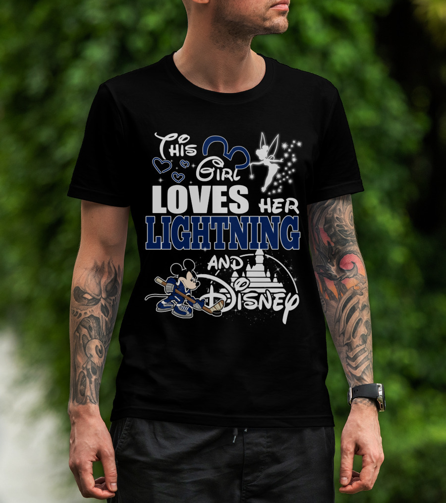 This Girl Loves Her Lightning And Disney With Hockey Mickey And Castle T-Shirt