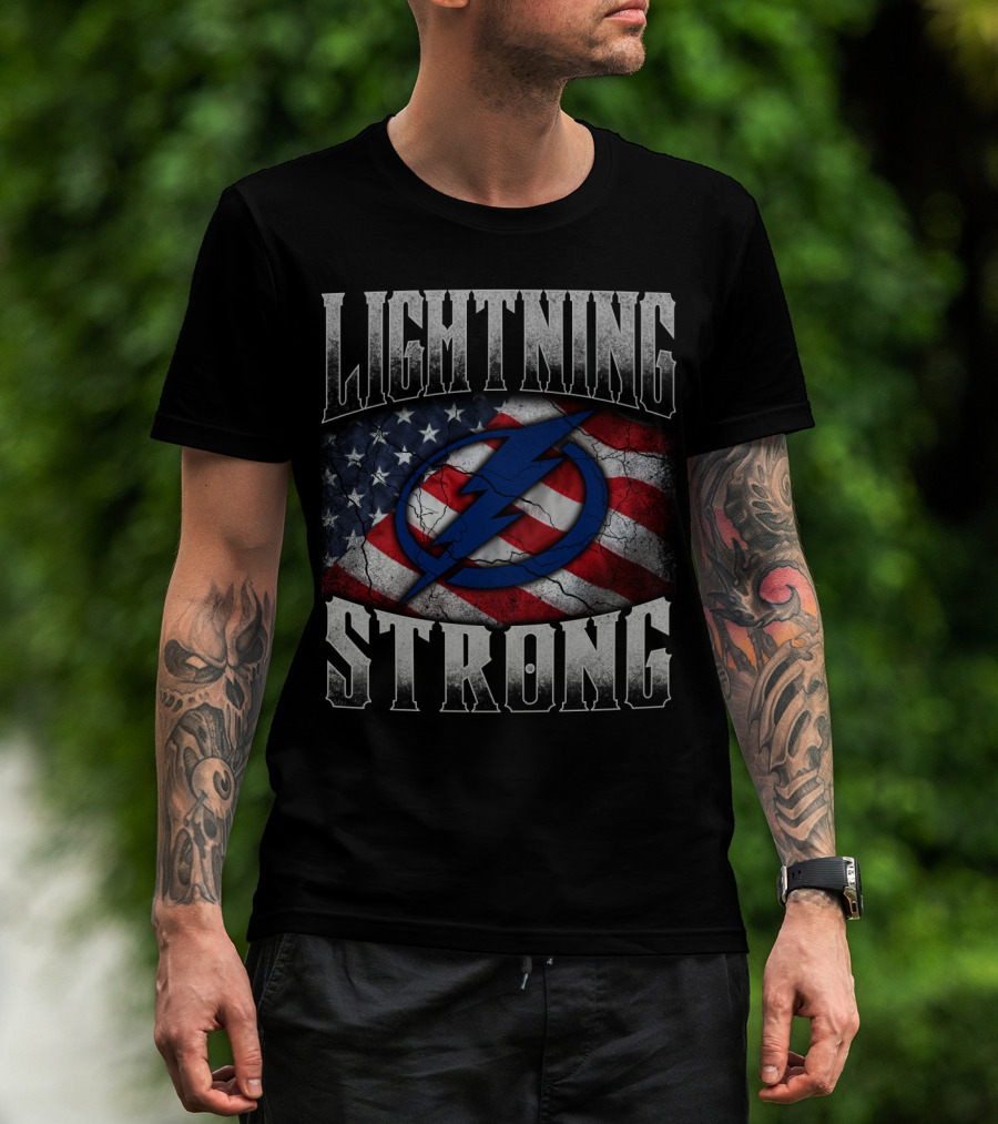 Lightning Strong Tampa Bay American Flag T-Shirt
