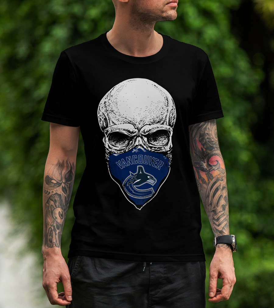 Vancouver Canucks Skull Hockey Team Fan Mask T-Shirt