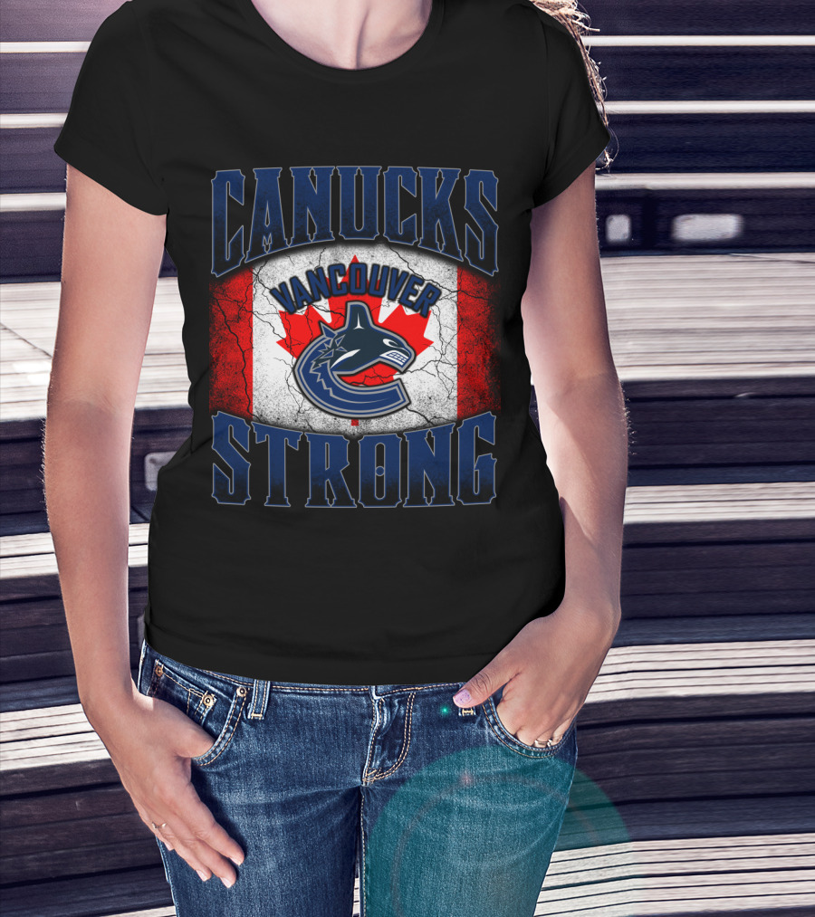 Vancouver Canucks Strong Canadian Flag Hockey T-Shirt