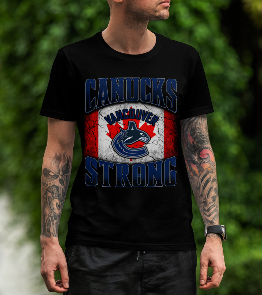 Vancouver Canucks Strong Canadian Flag Hockey T-Shirt