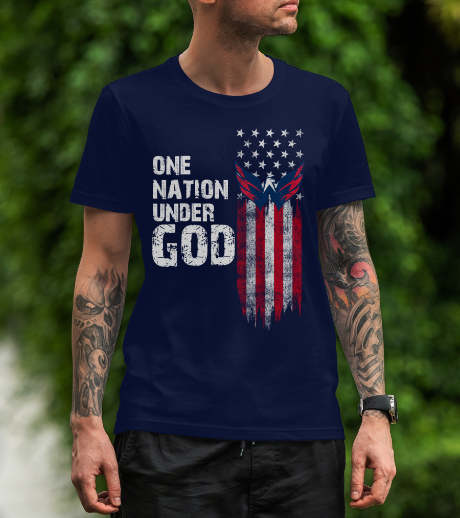 One Nation Under God Washington Capitals American Flag T-Shirt