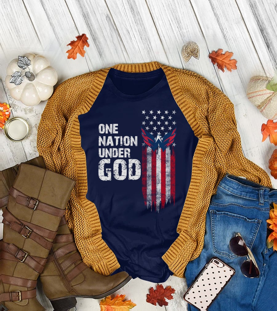 One Nation Under God Washington Capitals American Flag T-Shirt