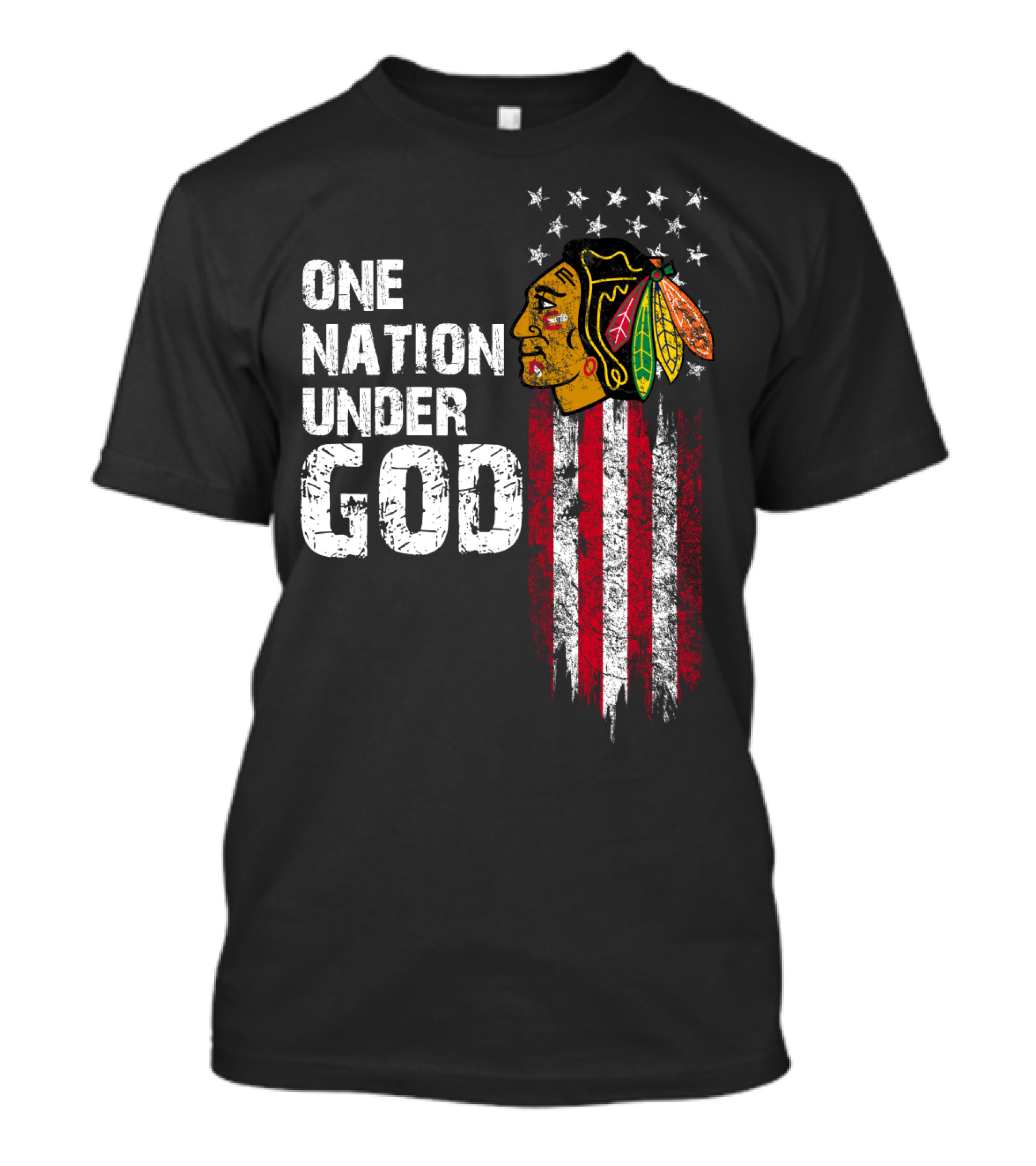 One Nation Under God Blackhawks Stars And Stripes T-Shirt