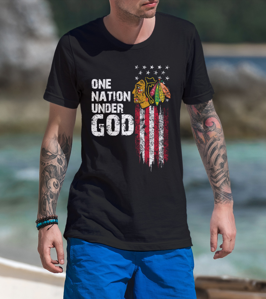 One Nation Under God Blackhawks Stars And Stripes T-Shirt
