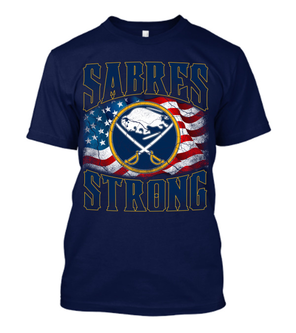 Sabres Strong Buffalo American Flag Hockey T-Shirt