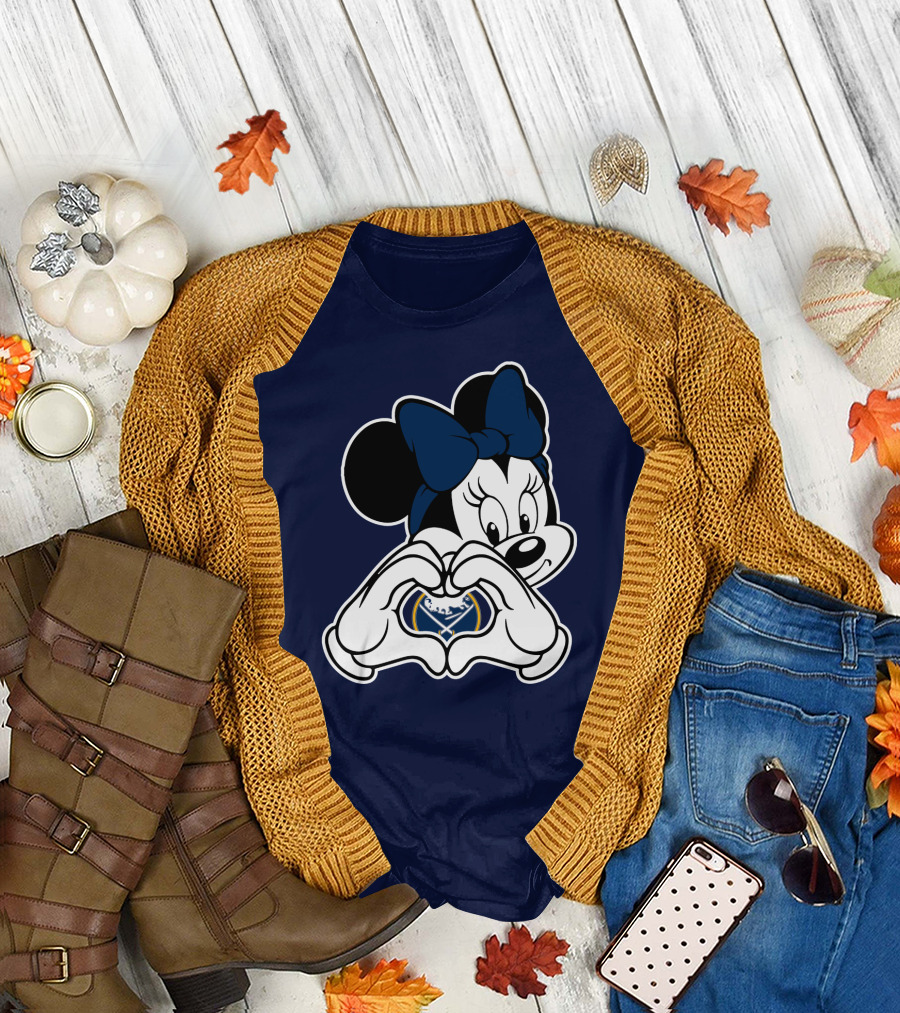 Buffalo Sabres Minnie Mouse Heart Hands T-Shirt