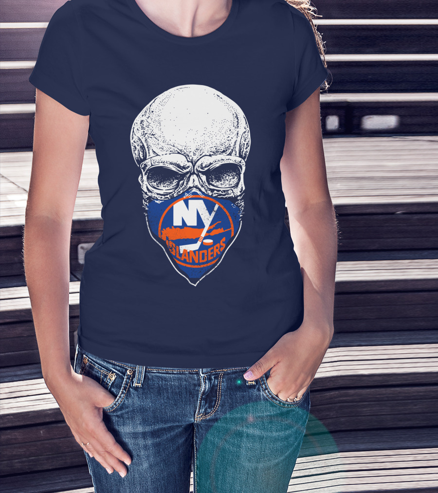 Ny Islanders Skull Logo Hockey Fan T-Shirt
