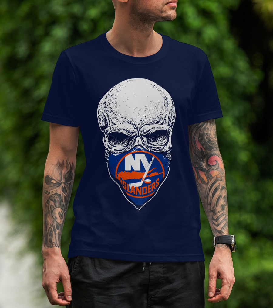 Ny Islanders Skull Logo Hockey Fan T-Shirt
