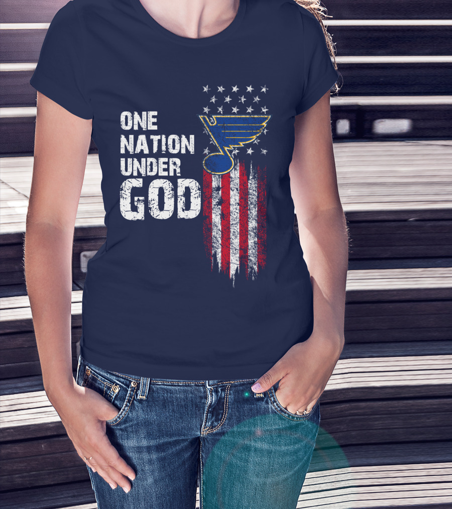 One Nation Under God St. Louis Blues American Flag Stars T-Shirt