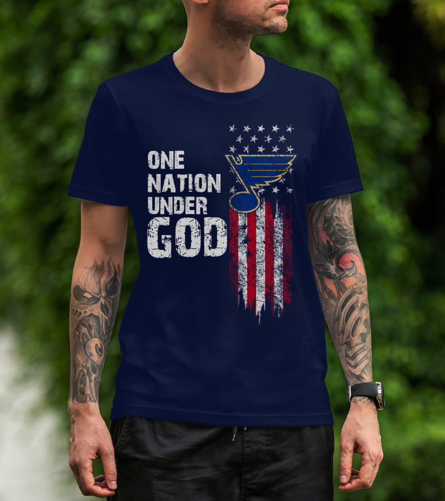 One Nation Under God St. Louis Blues American Flag Stars T-Shirt