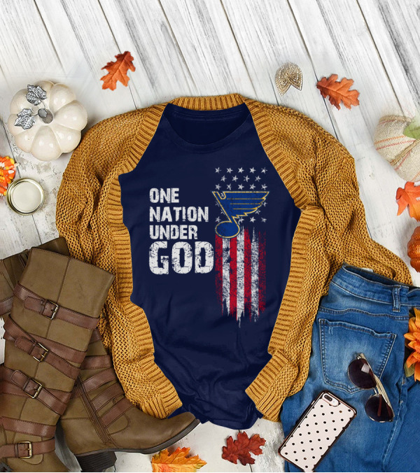 One Nation Under God St. Louis Blues American Flag Stars T-Shirt