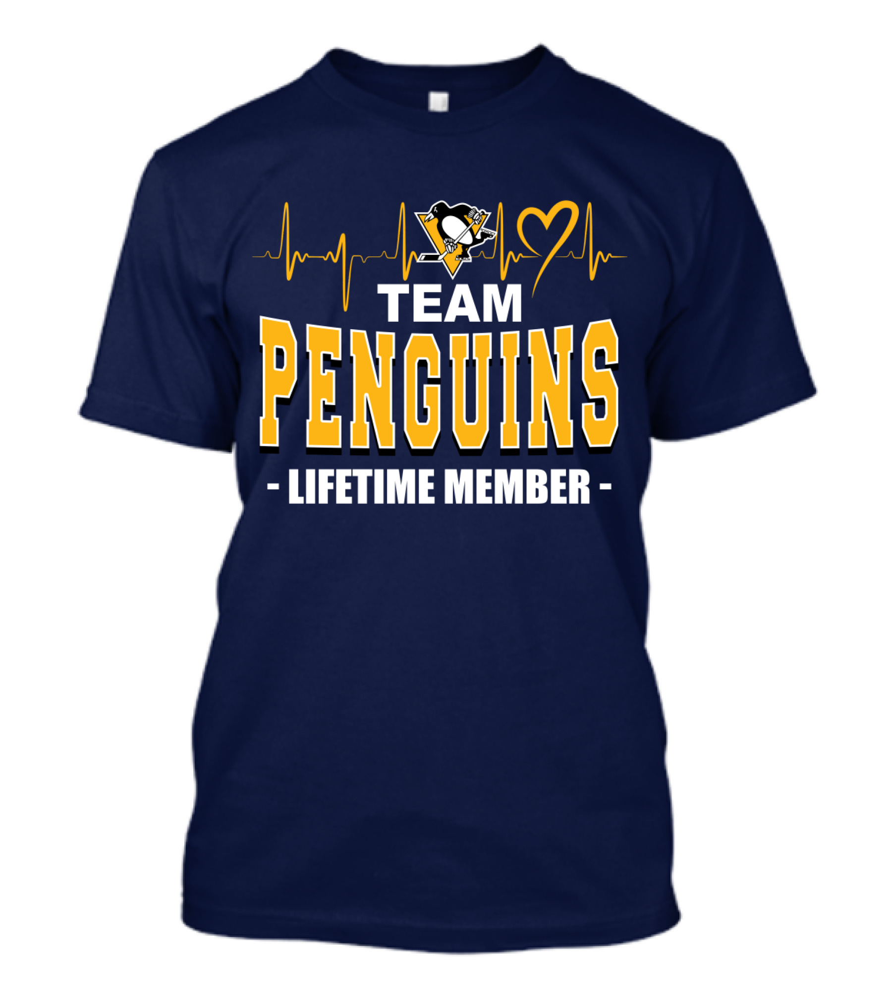 Team Penguins Lifetime Member Pittsburgh Penguins Heartbeat T-Shirt