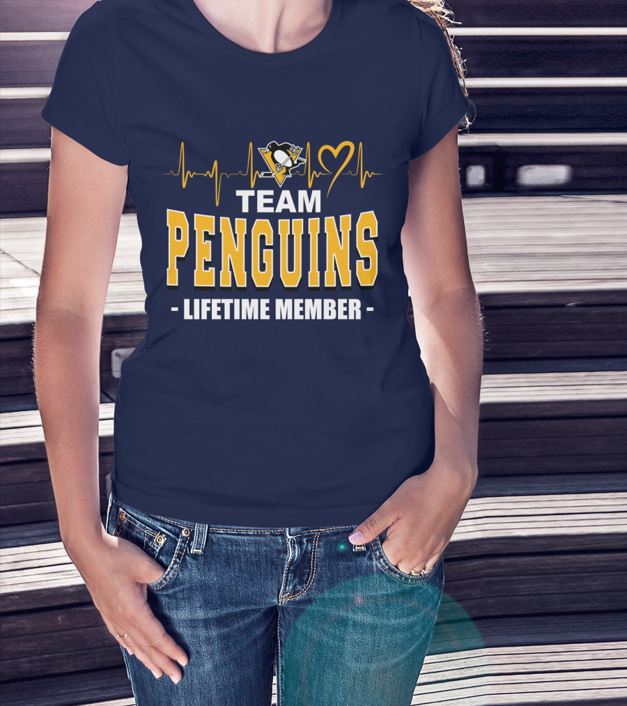Team Penguins Lifetime Member Pittsburgh Penguins Heartbeat T-Shirt