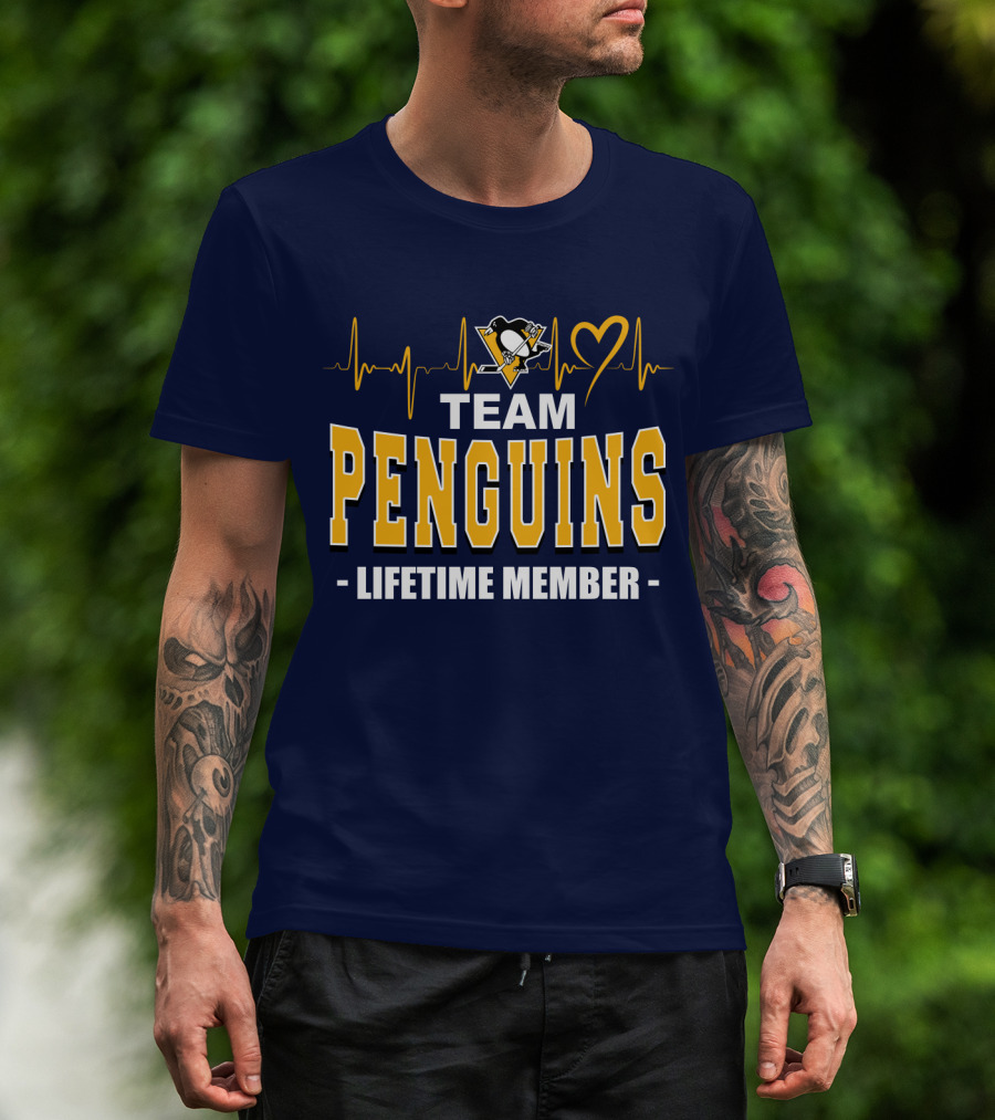 Team Penguins Lifetime Member Pittsburgh Penguins Heartbeat T-Shirt