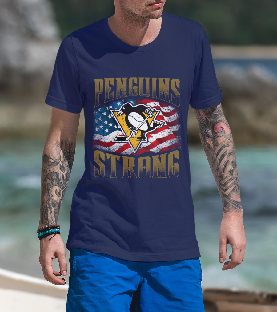 Pittsburgh Penguins Strong American Flag T-Shirt