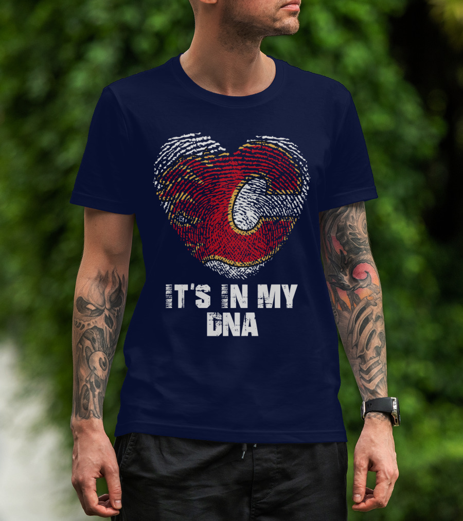 Calgary Flames Heart It's In My Dna Fingerprint T-Shirt