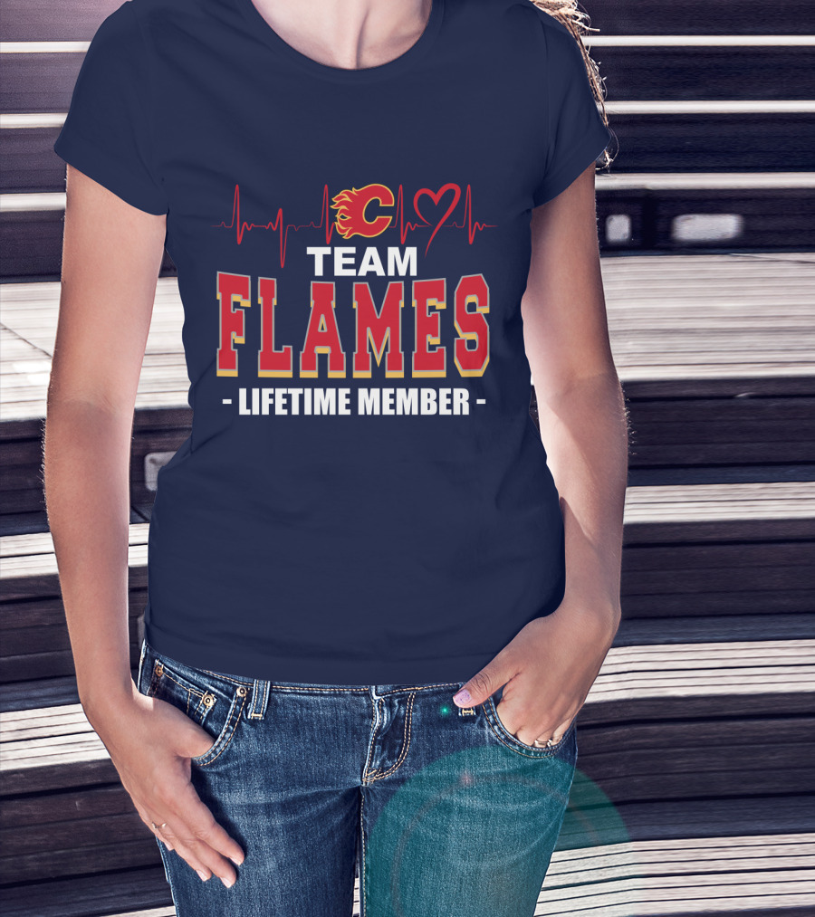 Team Calgary Flames Lifetime Member Heartbeat T-Shirt