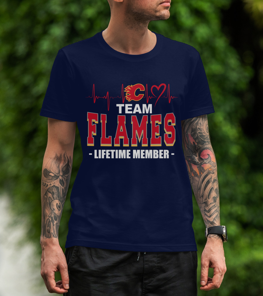 Team Calgary Flames Lifetime Member Heartbeat T-Shirt