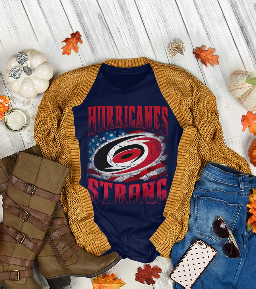 Carolina Hurricanes Strong American Flag T-Shirt