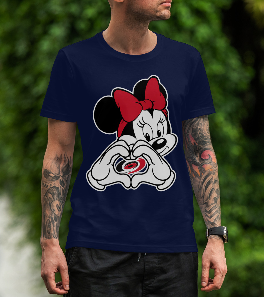 Minnie Mouse Carolina Hurricanes Heart Hands T-Shirt