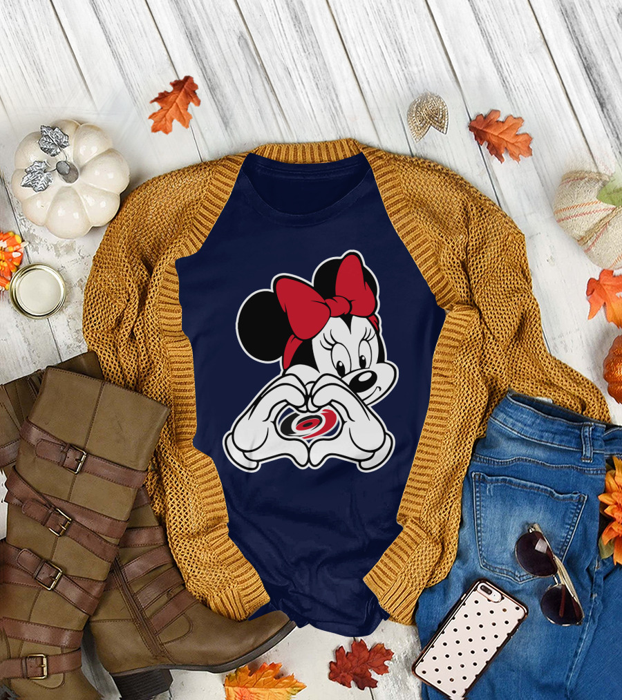 Minnie Mouse Carolina Hurricanes Heart Hands T-Shirt