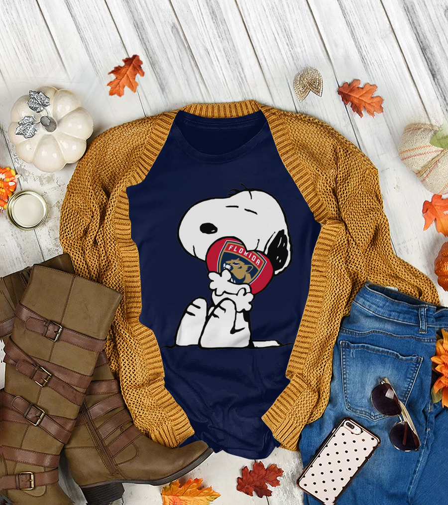 Snoopy Hugging Florida Panthers Heart T-Shirt