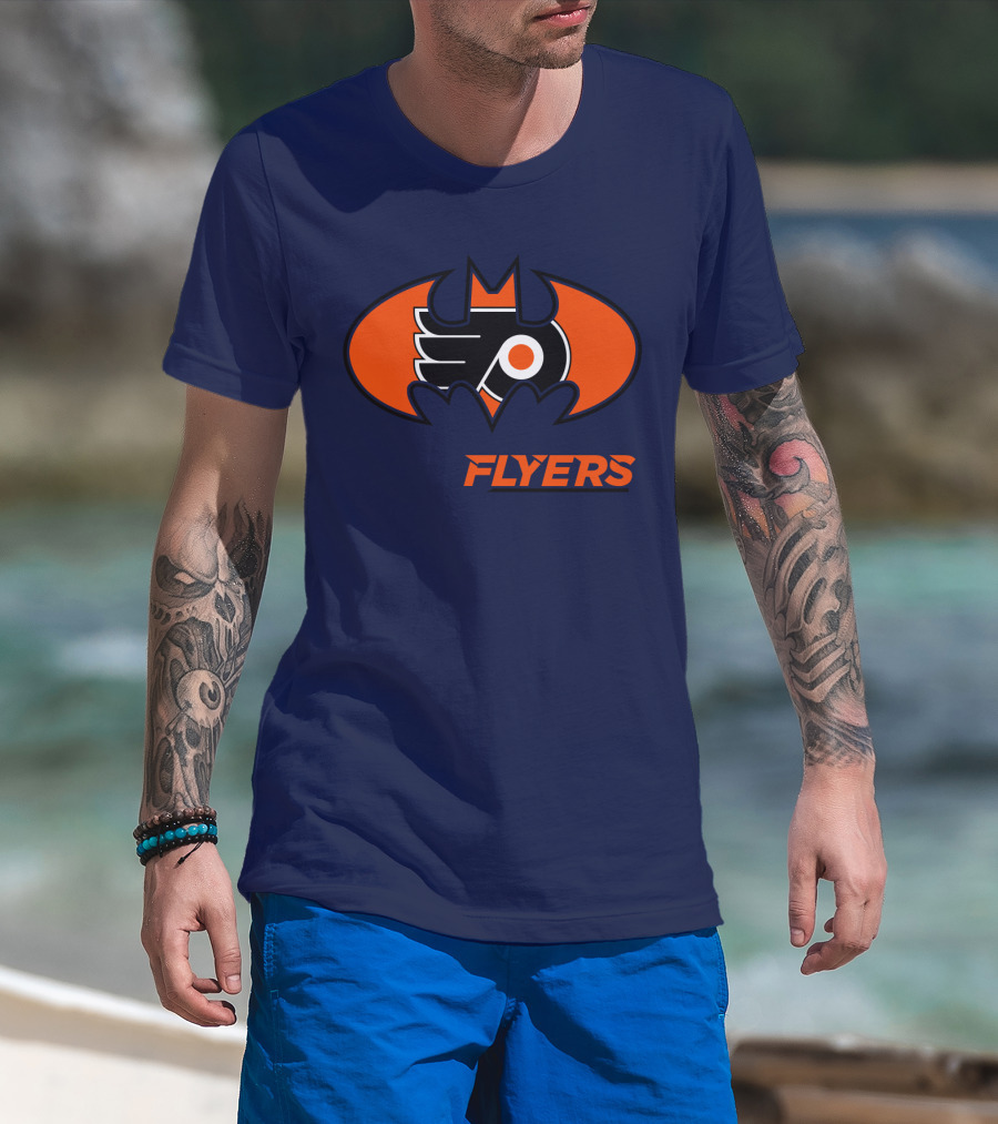 Philadelphia Flyers Batman Logo Crossover T-Shirt