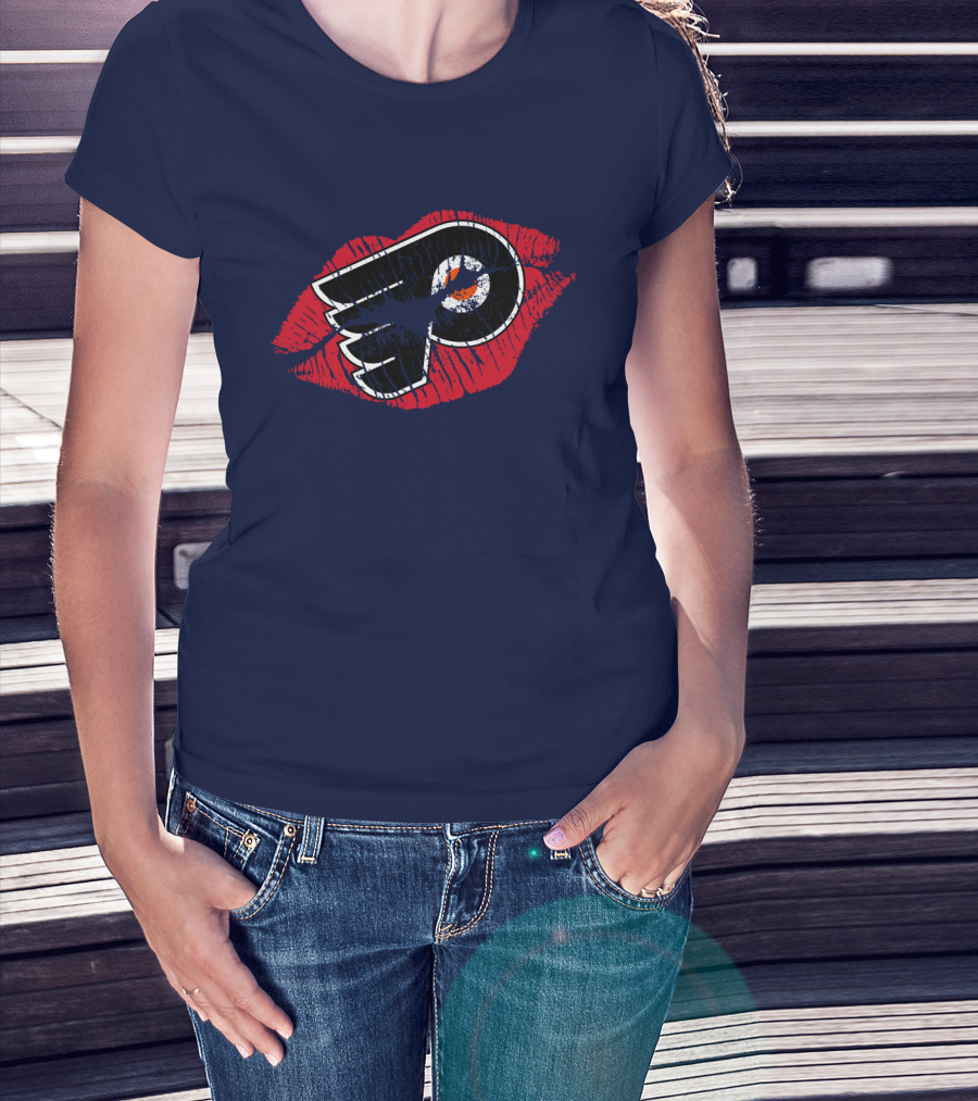 Philadelphia Flyers Logo With Red Lips T-Shirt