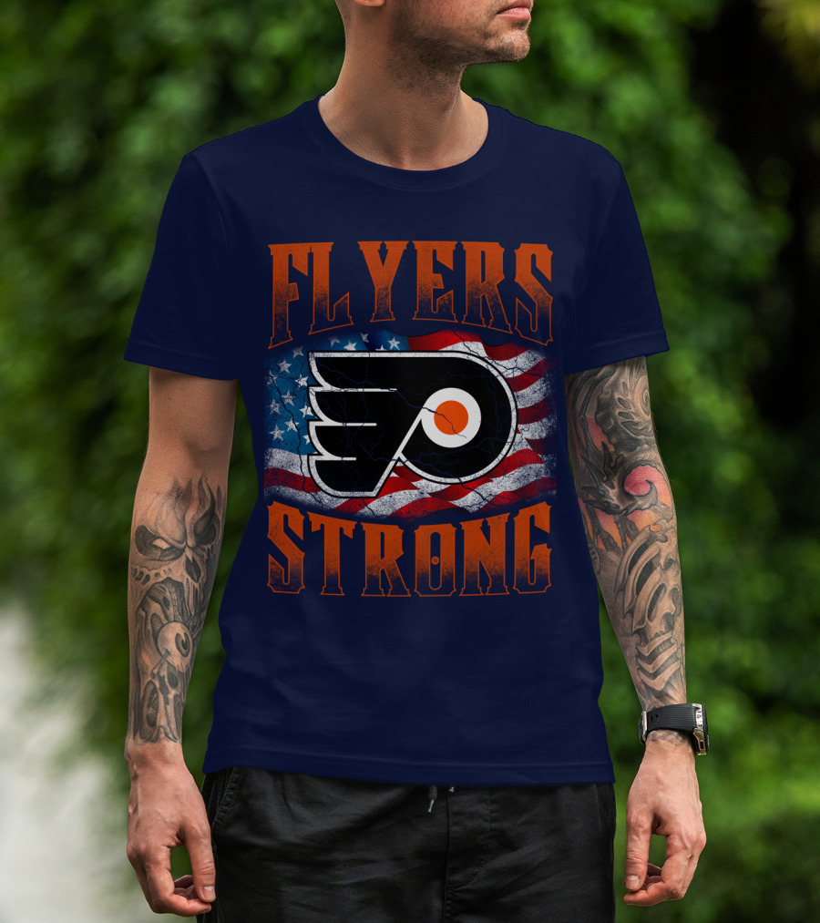 Flyers Strong Philadelphia American Flag T-Shirt