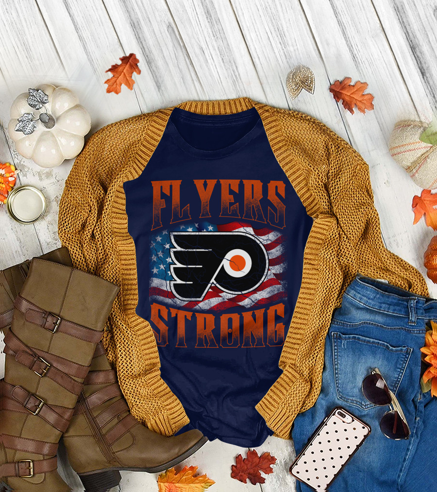 Flyers Strong Philadelphia American Flag T-Shirt