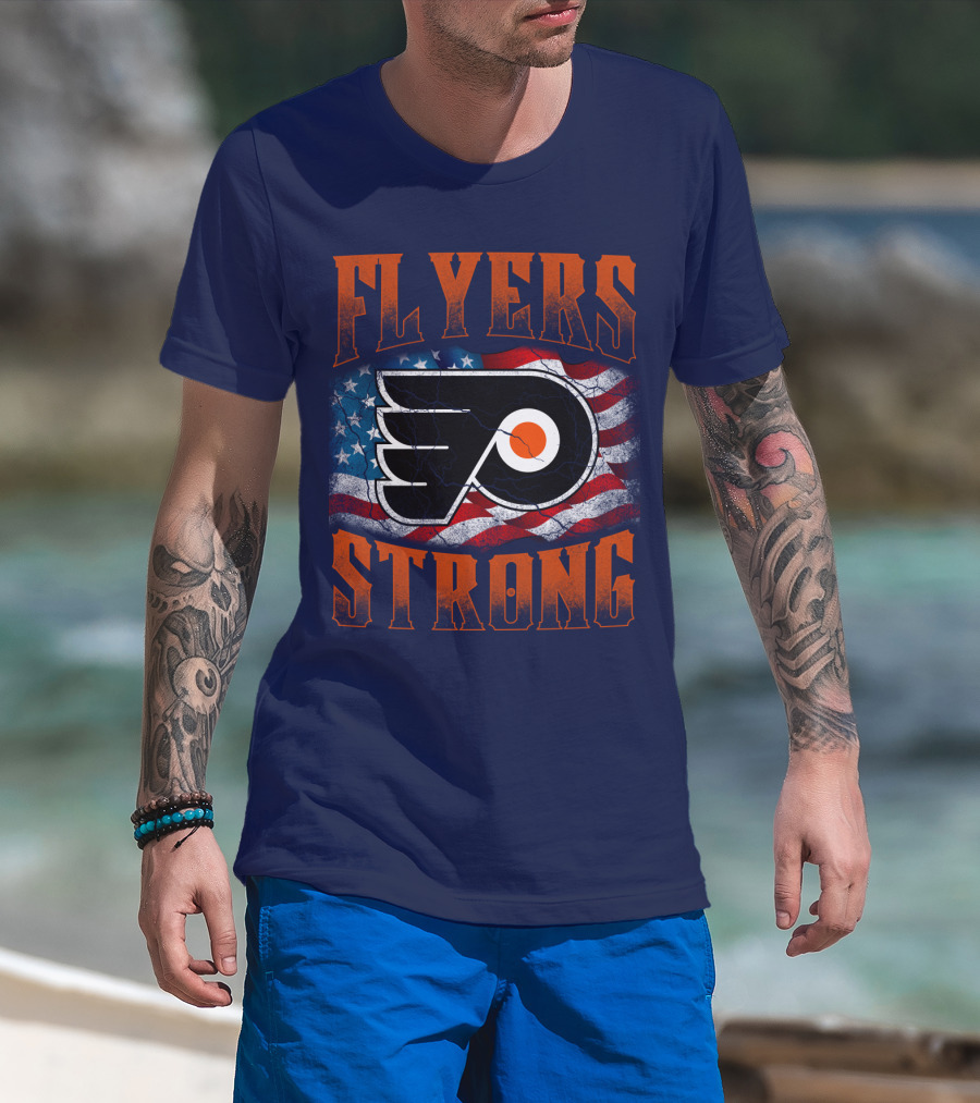 Flyers Strong Philadelphia American Flag T-Shirt