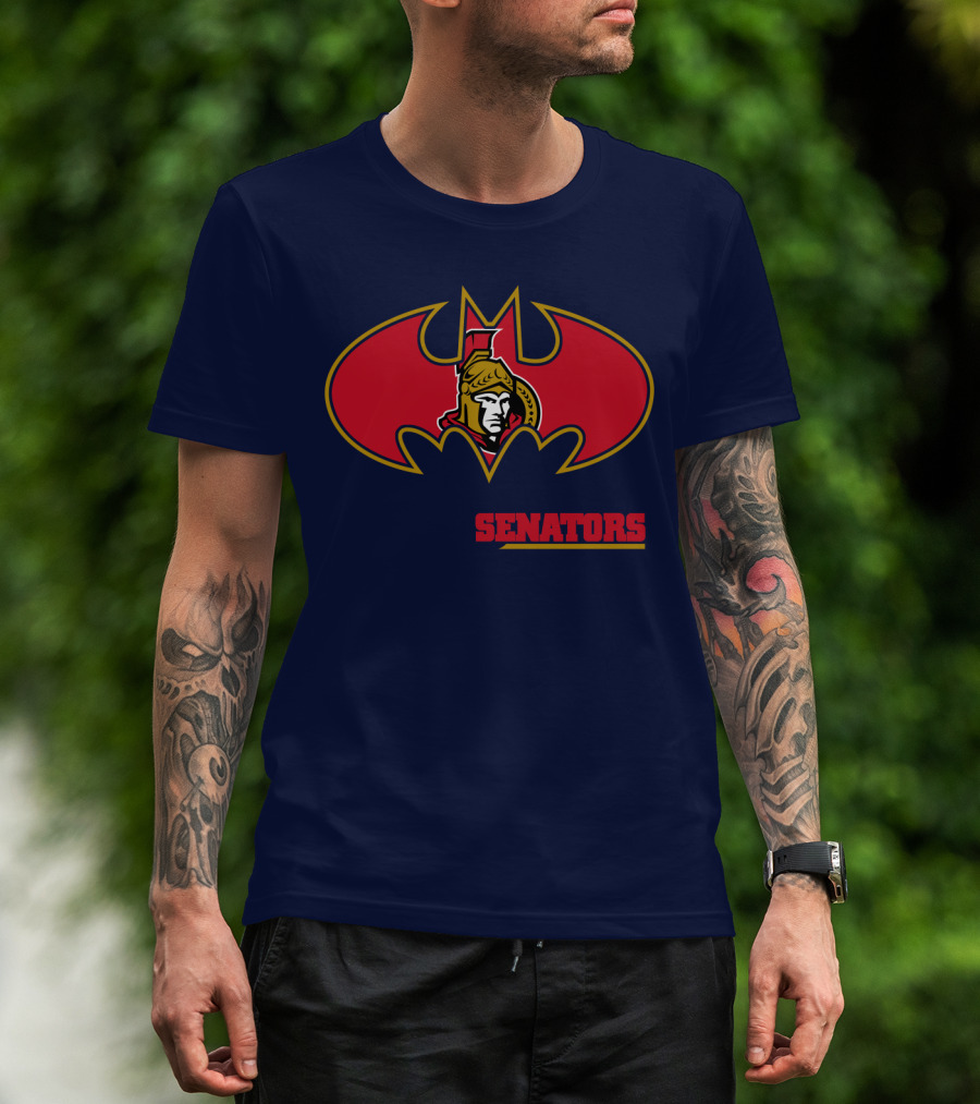 Senators Bat Symbol With Ottawa Senators T-Shirt