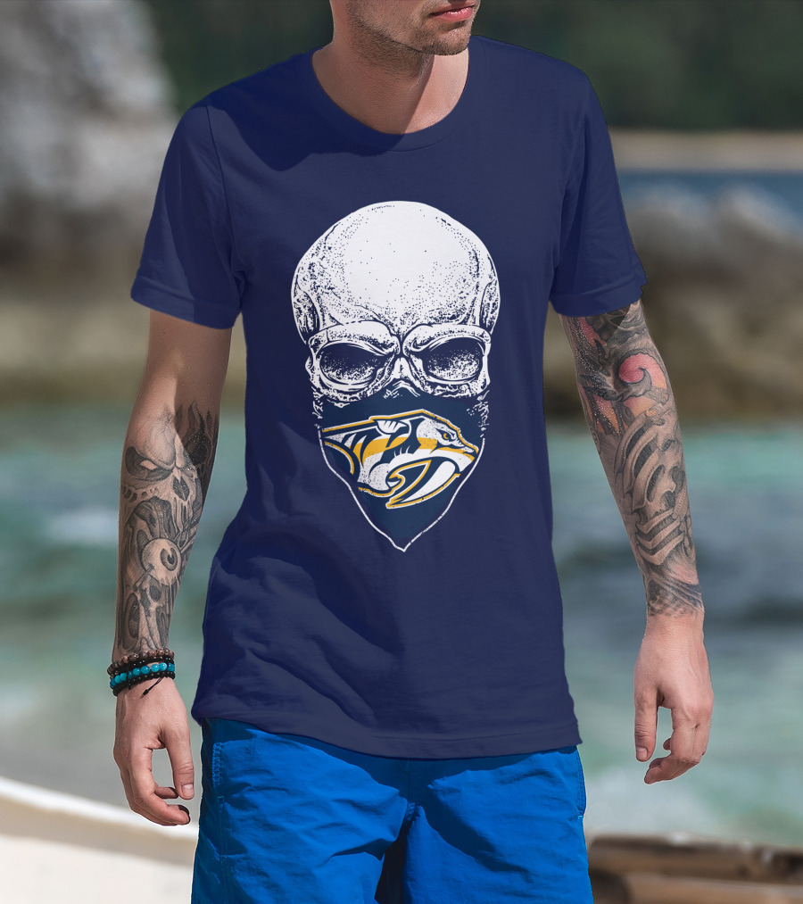 Nashville Predators Skull Bandana T-Shirt