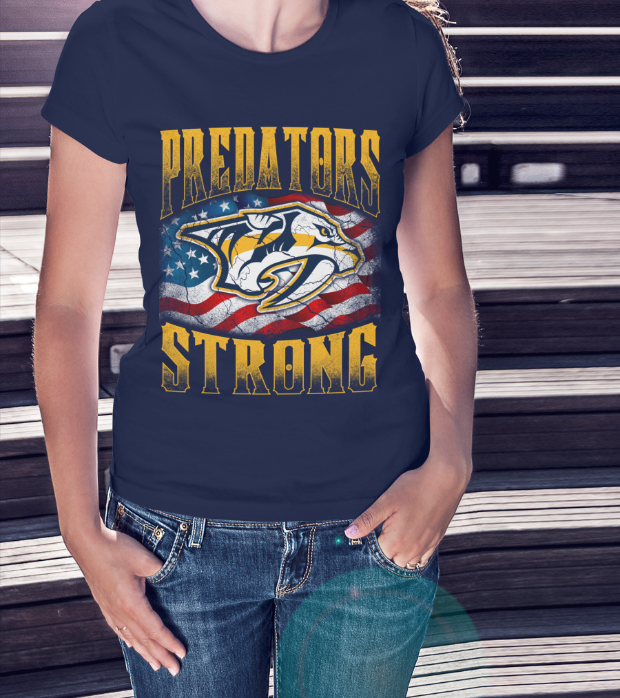 Predators Strong American Flag Nashville Predators T-Shirt