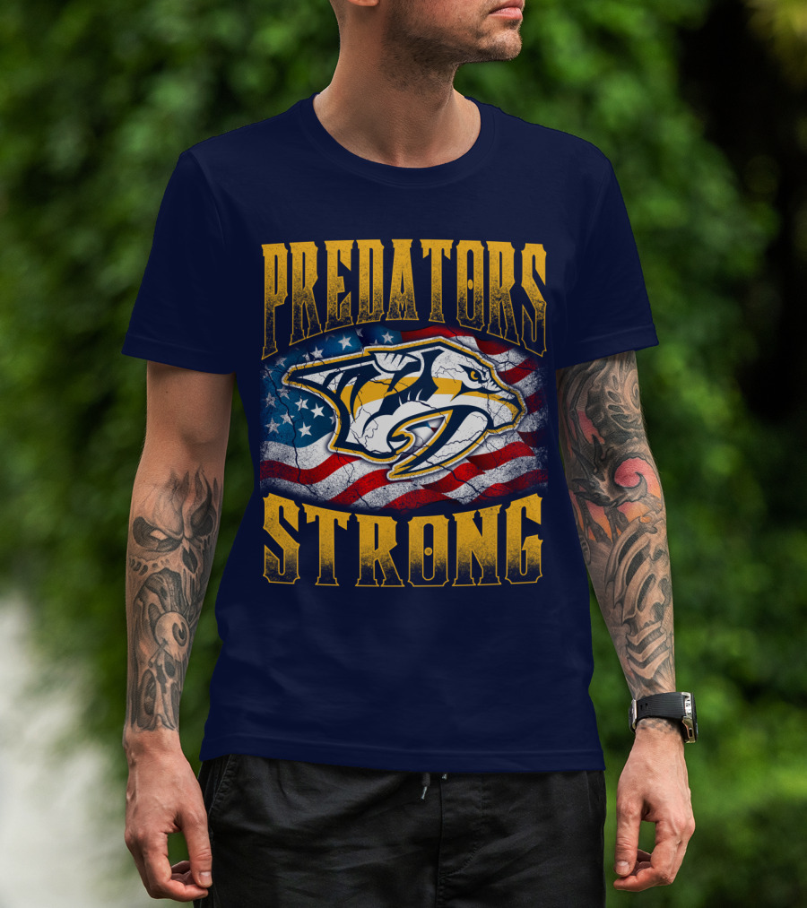 Predators Strong American Flag Nashville Predators T-Shirt