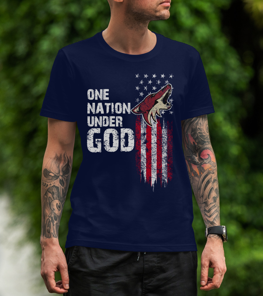 One Nation Under God Arizona Coyotes Usa Flag T-Shirt