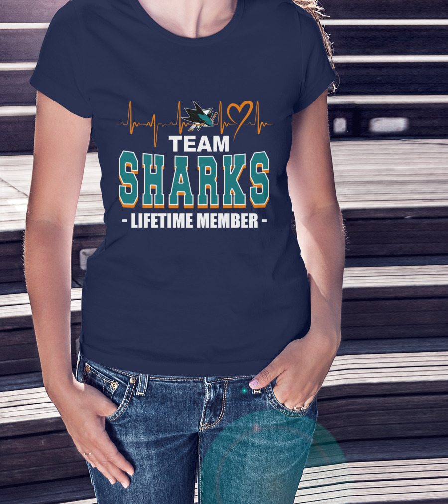 Team Sharks San Jose Lifetime Member Heartbeat T-Shirt