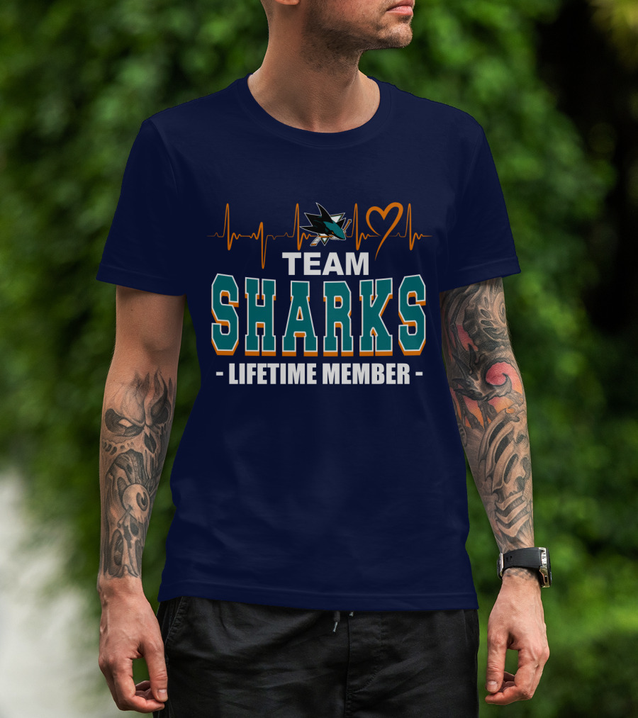 Team Sharks San Jose Lifetime Member Heartbeat T-Shirt