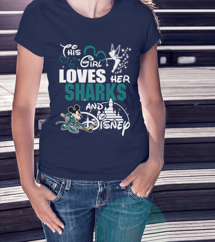 This Girl Loves Her Sharks And Disney T-Shirt