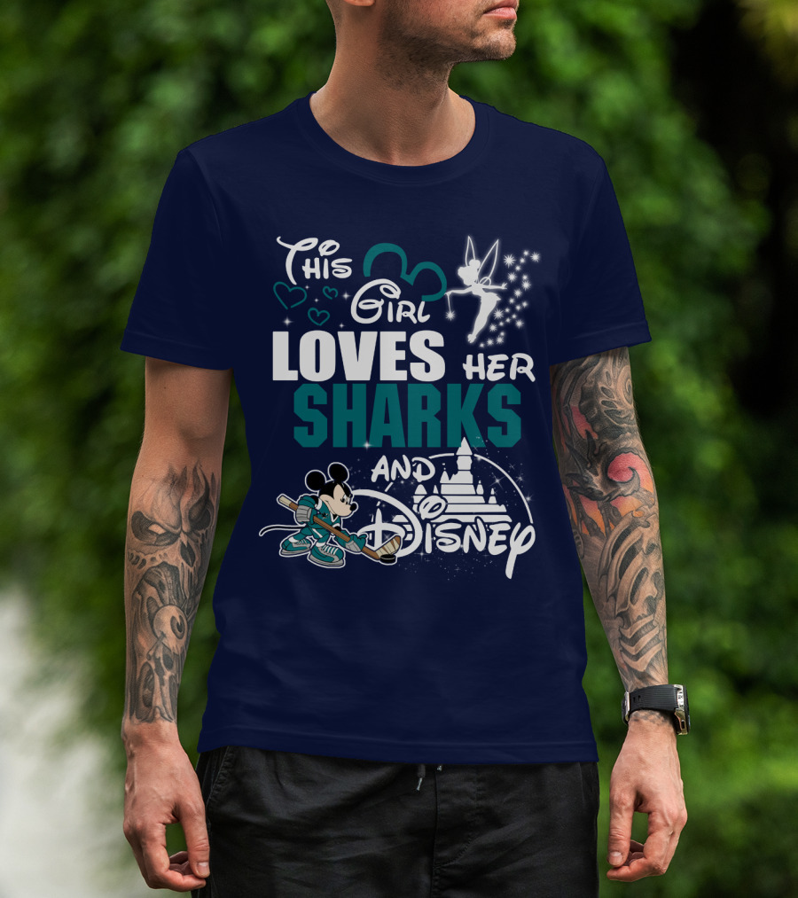 This Girl Loves Her Sharks And Disney T-Shirt