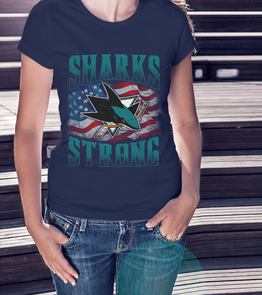 Sharks Strong American Flag San Jose Sharks T-Shirt