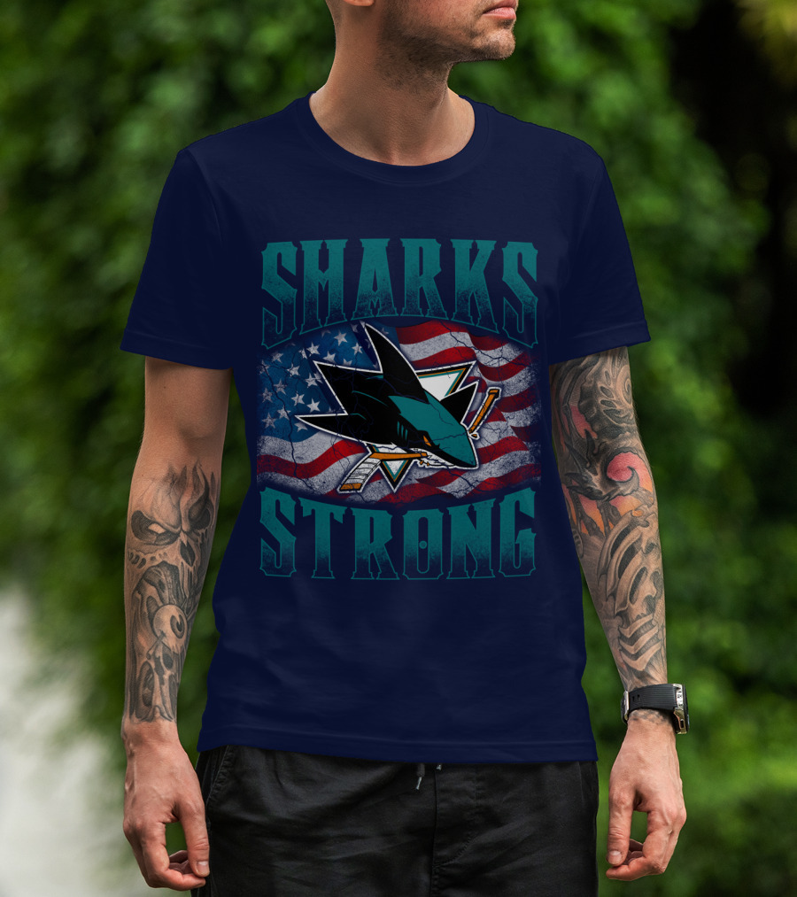 Sharks Strong American Flag San Jose Sharks T-Shirt