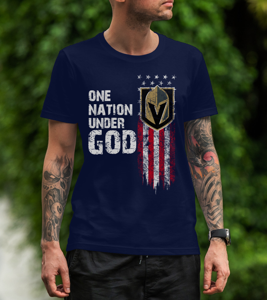 One Nation Under God Vegas Golden Knights Logo Stars And Stripes T-Shirt
